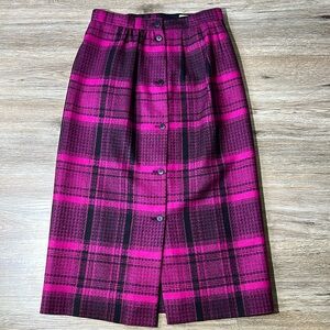 JAEGER Black Pink Plaid Skirt Size 6